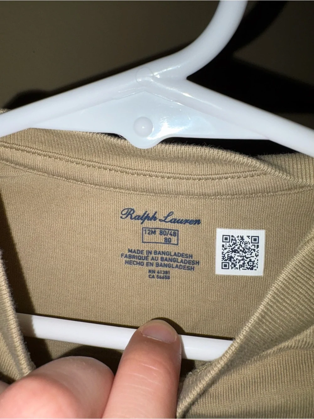 Ralph Lauren Long-Sleeve Crewneck Shirt - Tan 12 month